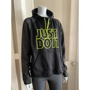 NIKE Therma-Fit Black/Green Fleece Lined Hoodie Womens sz M